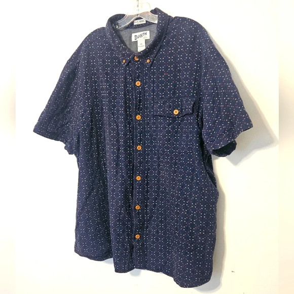 Duluth Trading Shirt Men's 2XL Blue Relaxed Fit Blue Ridge Indigo Short Sleeve - Picture 2 of 8